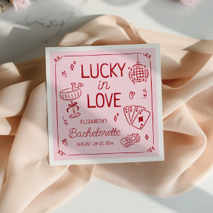 Lucky In Love Whimsical Hand Drawn Bachelorette Napkin