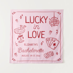 Lucky In Love Whimsical Hand Drawn Bachelorette Tapestry
