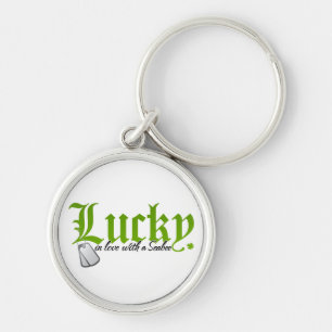 Lucky in Love with a Seabee Key Ring
