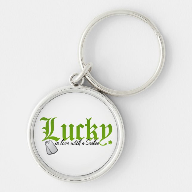 Lucky in Love with a Seabee Key Ring (Front)