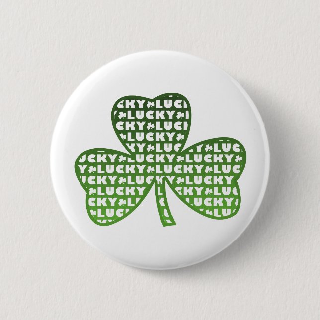 Lucky in Shamrock Button (Front)