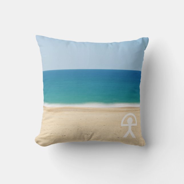 Lucky Indalo Man on Spanish Beach Cushion (Front)