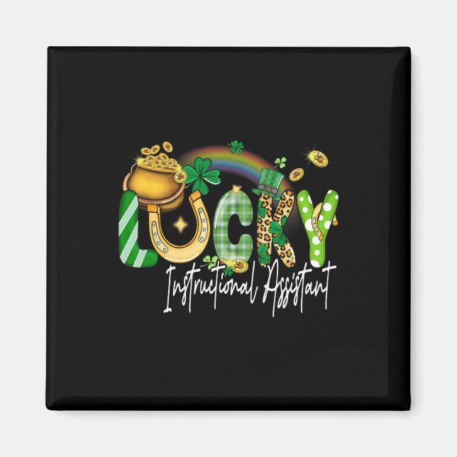 Lucky Instructional Istant St Patricks Day Shamroc Magnet (Front)