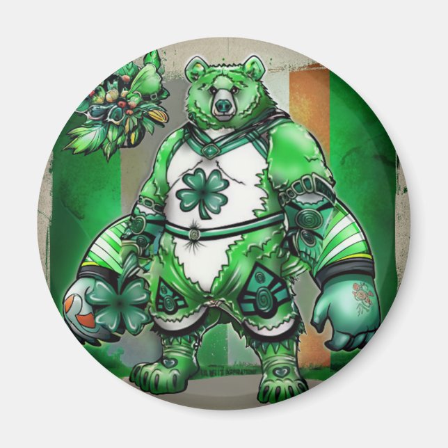 Lucky Irish Bear Magnet Fun St Patrick Gift (Front)