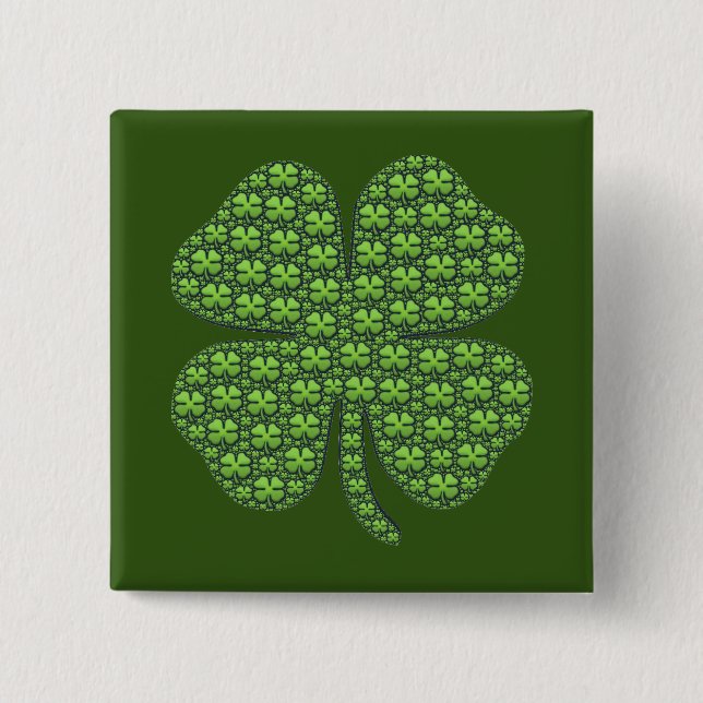 Lucky Irish Clover Dark Green 15 Cm Square Badge (Front)
