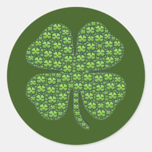 Lucky Irish Clover Dark Green Classic Round Sticker