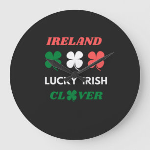 Lucky irish clover ireland st.patrick's day  large clock