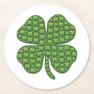 Lucky Irish Clover Round Paper Coaster