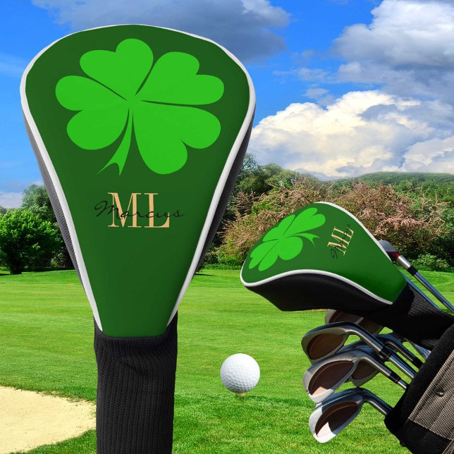Lucky Irish Clover & Shamrock Golf monogrammed Golf Head Cover (Creator Uploaded)