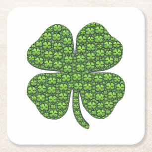 Lucky Irish Clover Square Paper Coaster