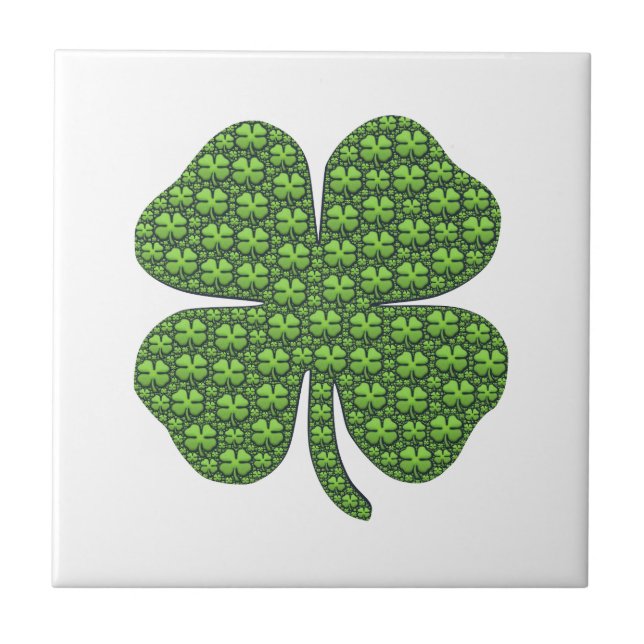 Lucky Irish Clover White Ceramic Tile (Front)