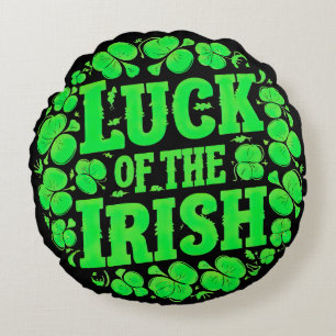 Lucky Irish Clovers Round Cushion