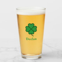 Lucky Irish Four Green Leaf with Last Name