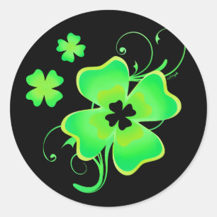 Lucky Irish Four Leaf Clover Classic Round Sticker