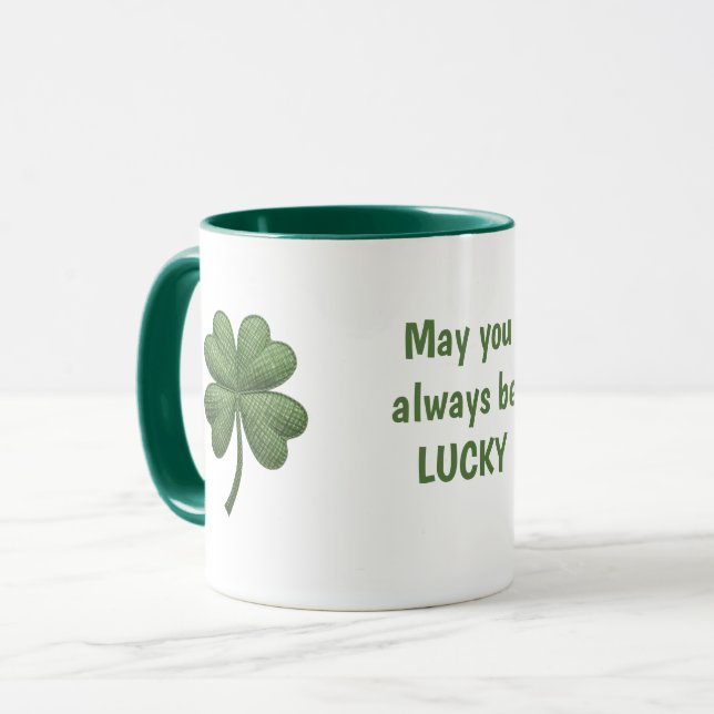 Lucky Irish Four Leaf Clover Mug (Front Left)