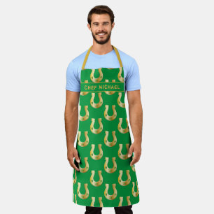 Lucky Irish Gold Horseshoes Name Template Apron
