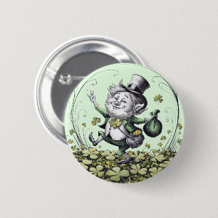 Lucky Irish Leprechaun 6 Cm Round Badge