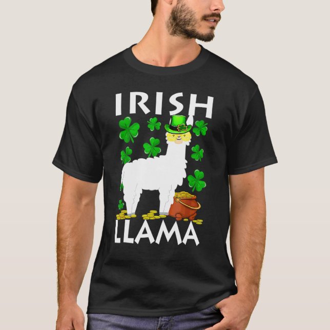 Lucky Irish Llama Shamrock St Patrick Day Animal G T-Shirt (Front)
