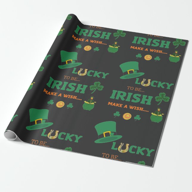 Lucky irish make a wish   wrapping paper (Unrolled)