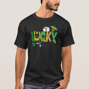 Lucky Irish Nurse Stethoscope Scrub St Patricks Da T-Shirt