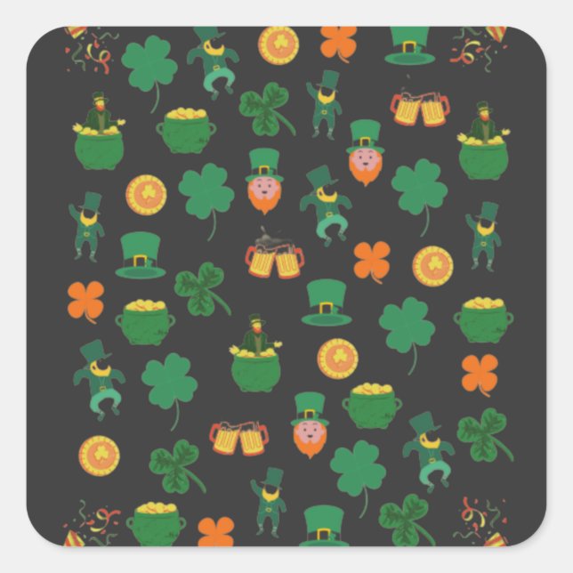 Lucky Irish pattern symbols, saint patrick's day Square Sticker (Front)