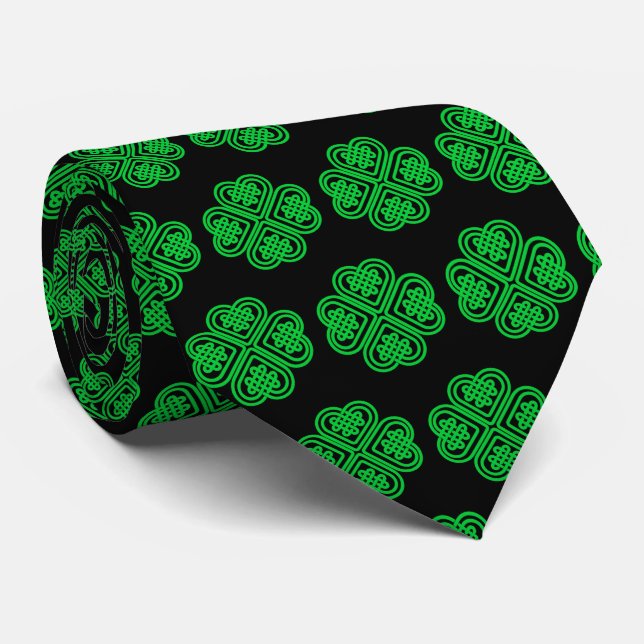 Lucky irish Shamrock Celtic Love Tie (Rolled)