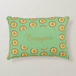 Lucky Irish Shamrock Gold Coin Custom Decorative Cushion