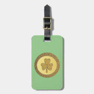 Lucky Irish Shamrock Gold Coin Custom Luggage Tag