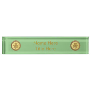 Lucky Irish Shamrock Gold Coin Custom Nameplate