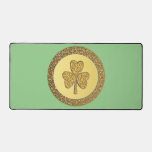 Lucky Irish Shamrock Gold Coin Desk Mat