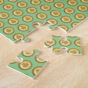 Lucky Irish Shamrock Gold Coin Jigsaw Puzzle