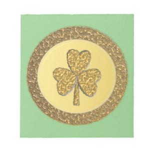 Lucky Irish Shamrock Gold Coin Notepad