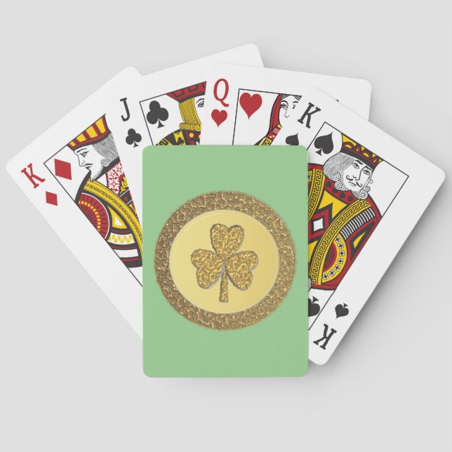 Lucky Irish Shamrock Gold Coin Playing Cards (Back)