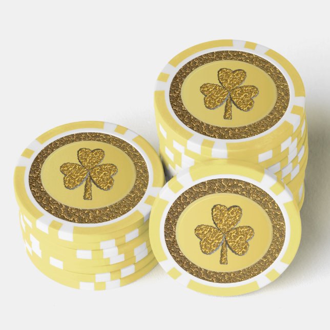 Lucky Irish Shamrock Gold Coin Poker Chips (Stack)