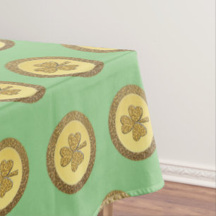 Lucky Irish Shamrock Gold Coin Tablecloth