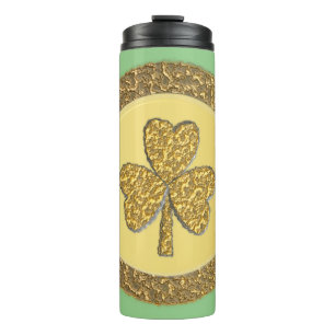 Lucky Irish Shamrock Gold Coin Thermal Tumbler