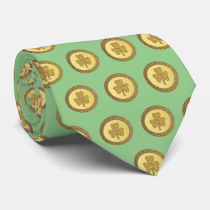 Lucky Irish Shamrock Gold Coin Tie