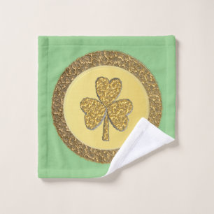 Lucky Irish Shamrock Gold Coin Wash Cloth