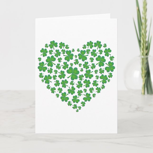 Lucky Irish Shamrock Heart Card (Front)