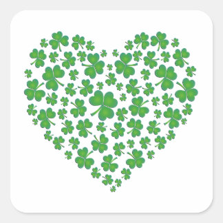 Lucky Irish Shamrock Heart Square Sticker