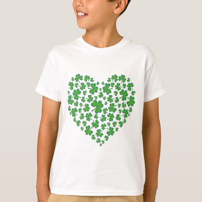 Lucky Irish Shamrock Heart T-Shirt (Front)