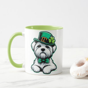 Lucky Irish Shamrock Maltese Dog St Patricks Day Mug
