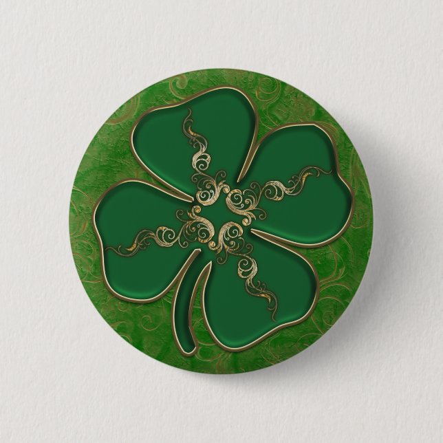 Lucky Irish Shamrock Pin Buttons (Front)