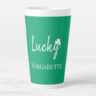 Lucky Irish Shamrock St Patricks Day Personalise   Latte Mug