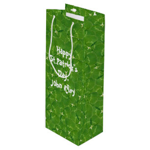 Lucky Irish Shamrocks Wine Gift Bag