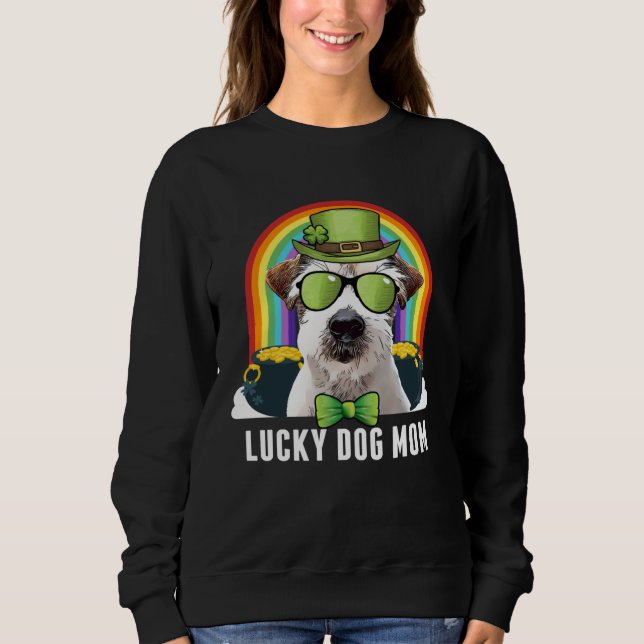Lucky Jack Russell Terrier Dog Mom St Patricks Day Sweatshirt (Front)