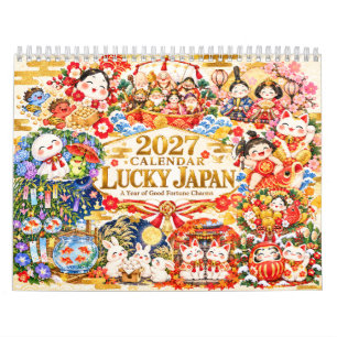 Lucky Japan 2027 Calendar Cute Lucky Charms