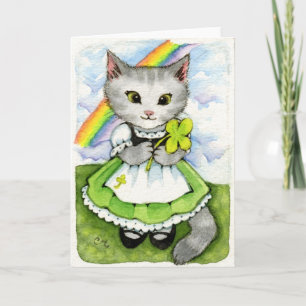 Lucky Kitten - Cute Irish St. Patrick's Cat Card
