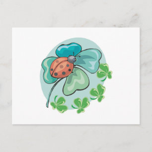 lucky ladybug and clovers design postcard