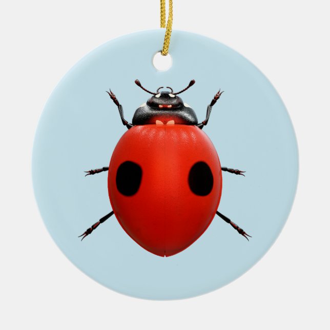 Lucky Ladybug Ceramic Ornament (Front)